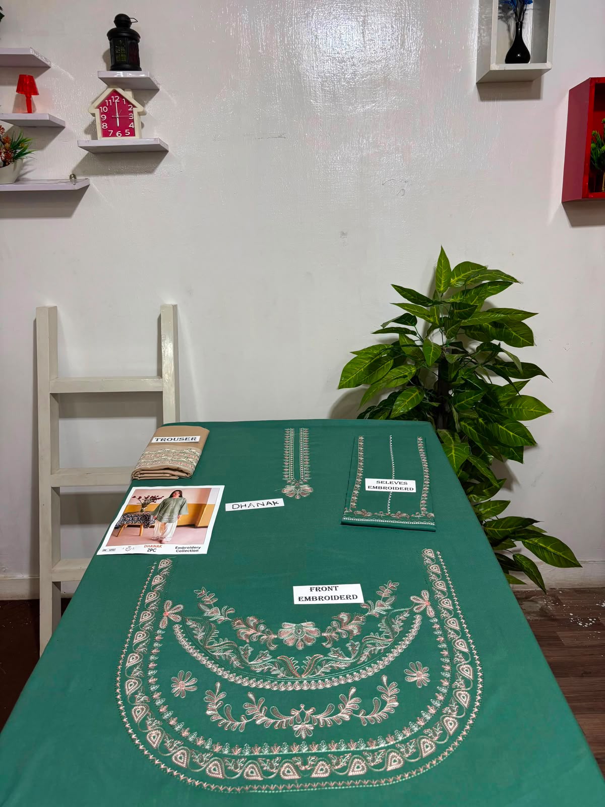Green Dhanak 2-Piece Suit