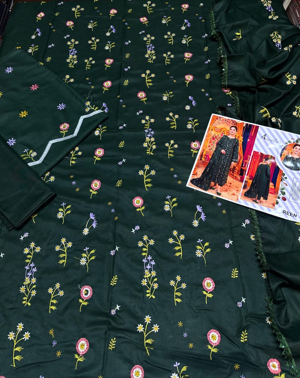 Deep Green Dhanak 3-Piece Suit