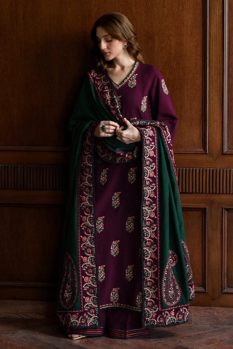Maroon Embroidered 3-Piece Suit