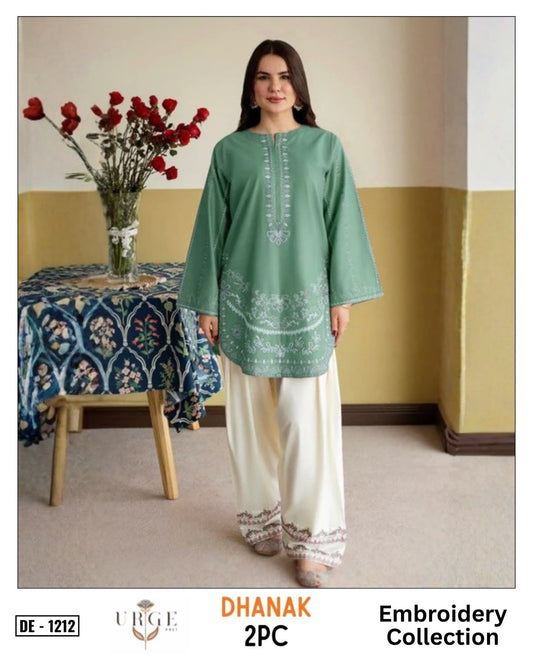Green Dhanak 2-Piece Suit