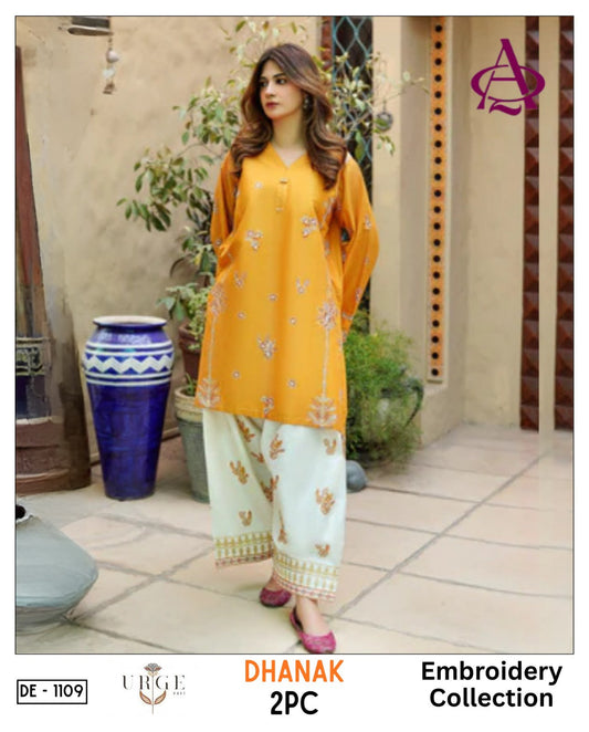 Yellow Dhanak 2-Piece Suit