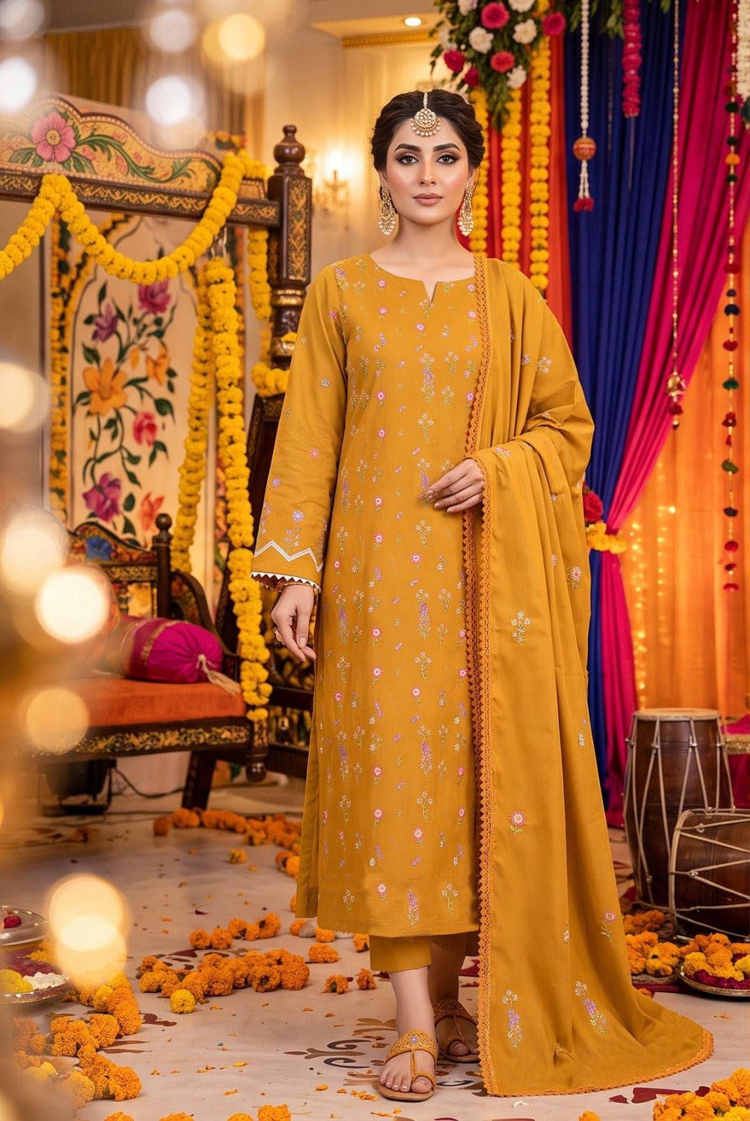 Mustard Dhanak 3-Piece Suit