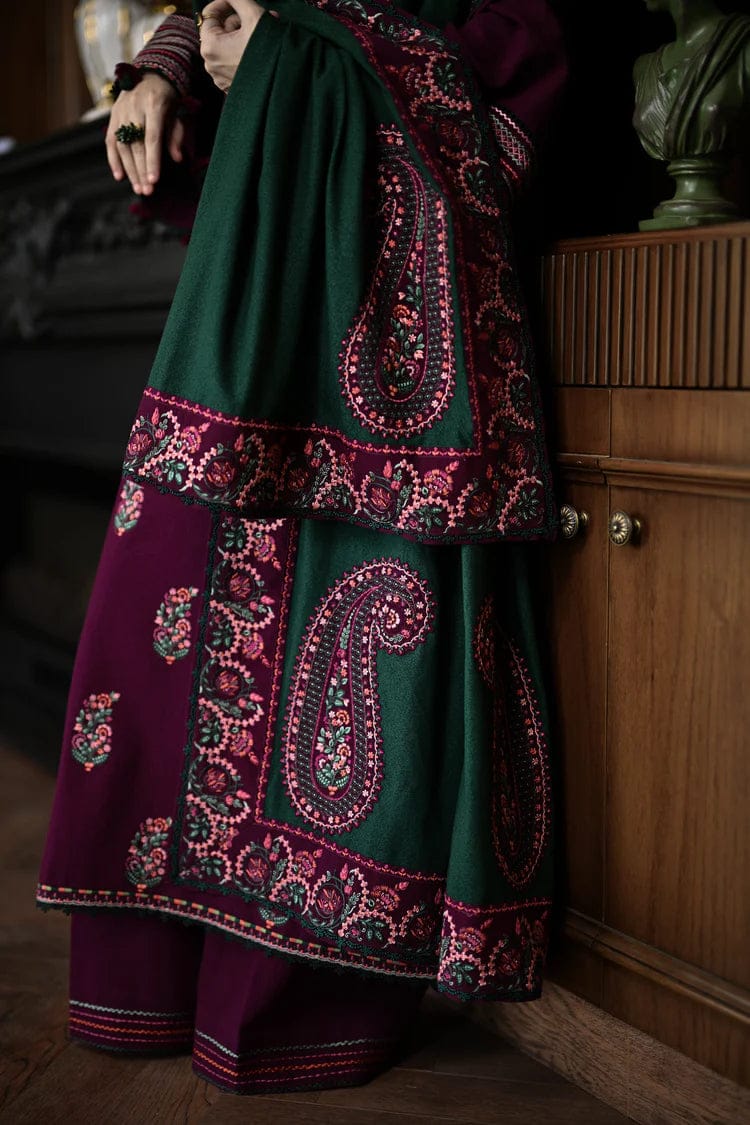 Maroon Embroidered 3-Piece Suit