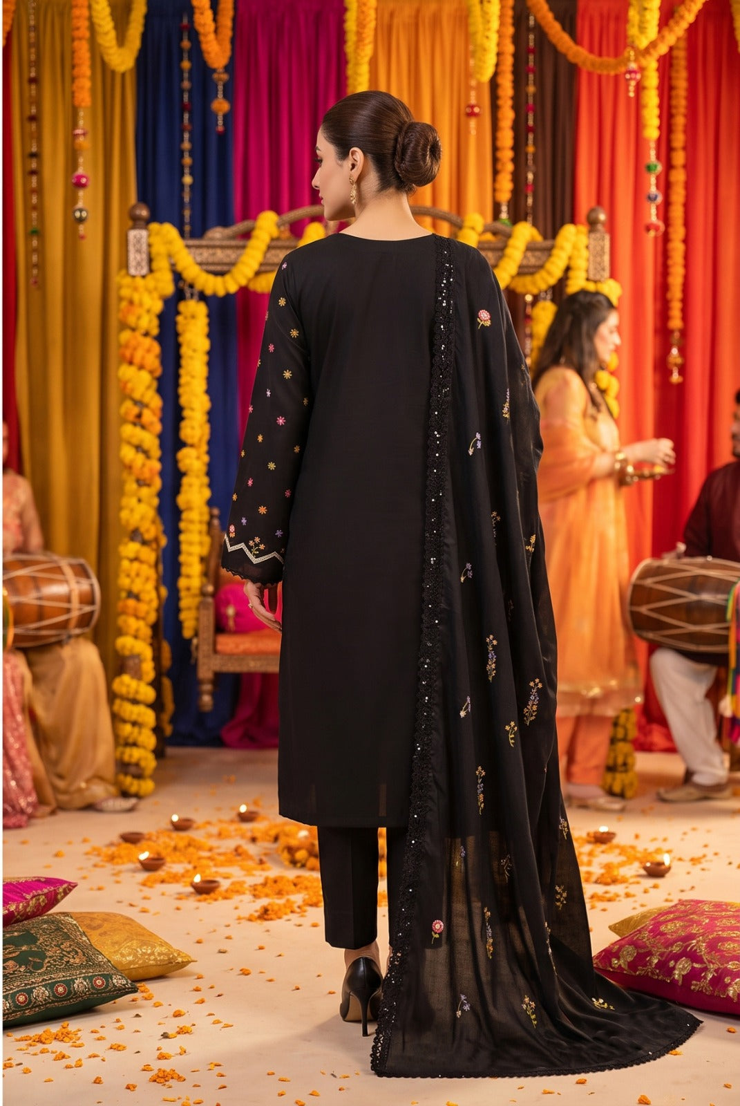 Classic Black Dhanak 3-Piece Suit
